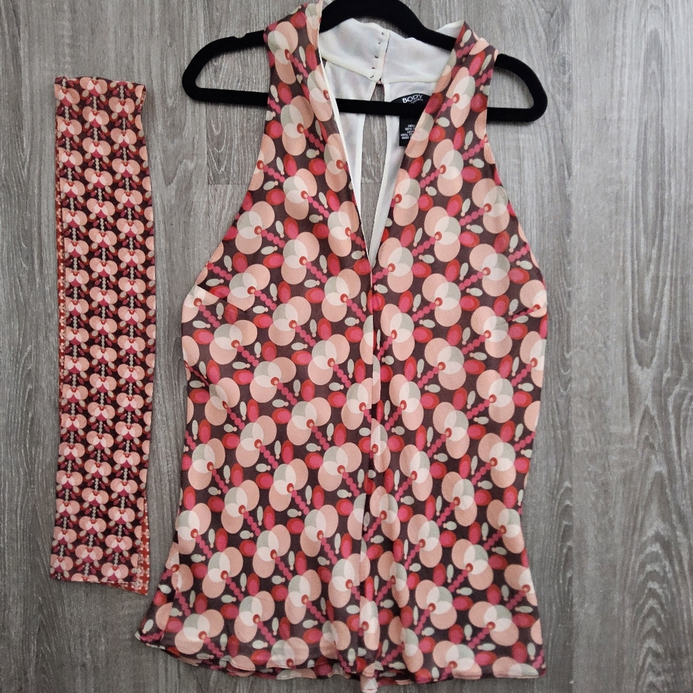 “Body by victoria” Colorful Patterned Sleeveless Halter Top Set